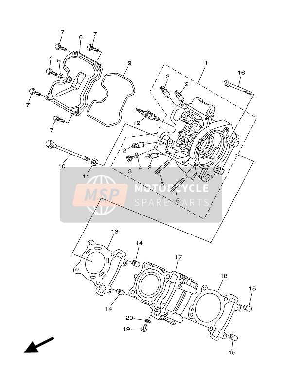 2S5WE1100000, Cylinder Head Assy, Yamaha, 0